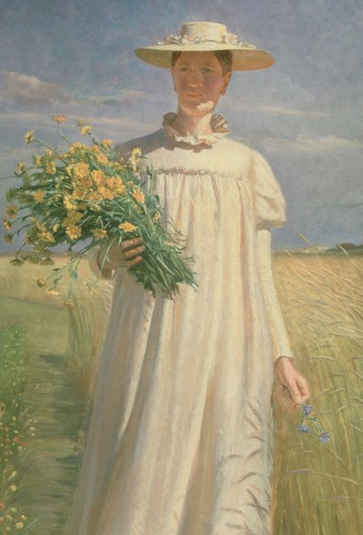 Anna Ancher returning from Flower Picking, 1902 by Michael Peter Ancher